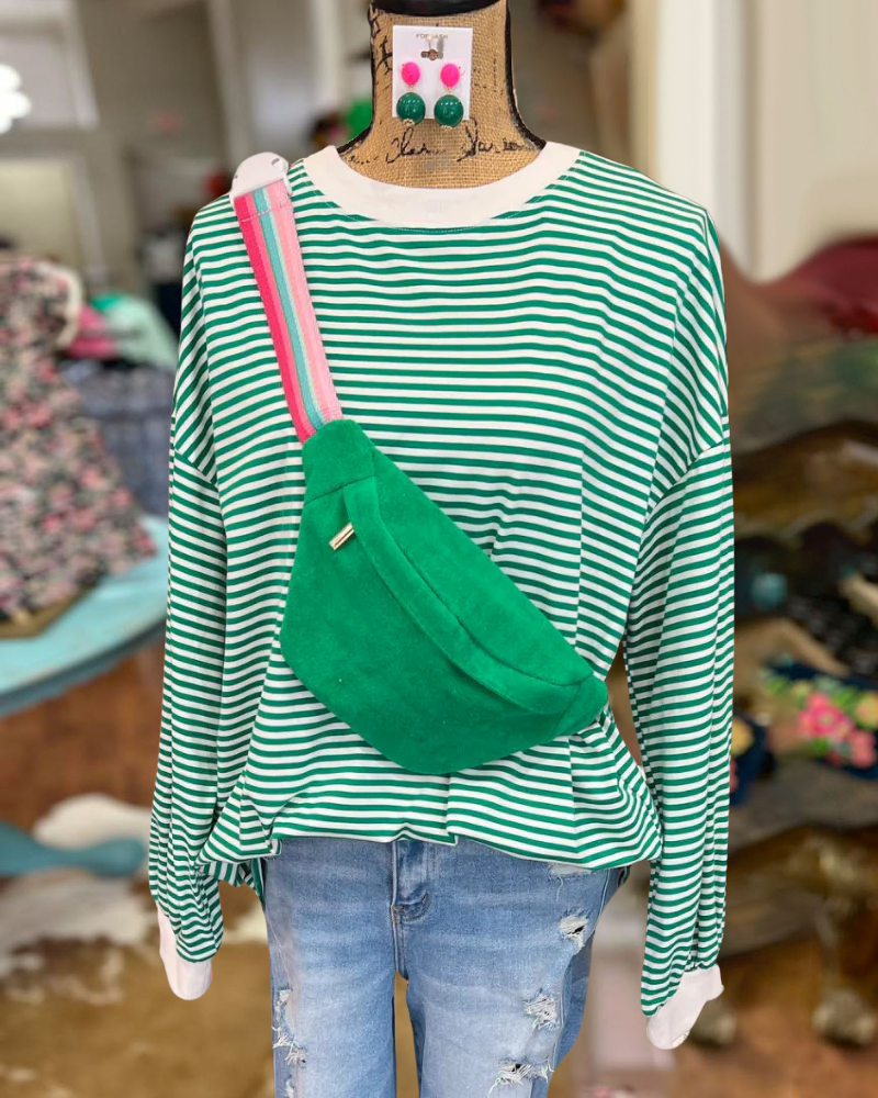 Striped Cotton Blouse-Green