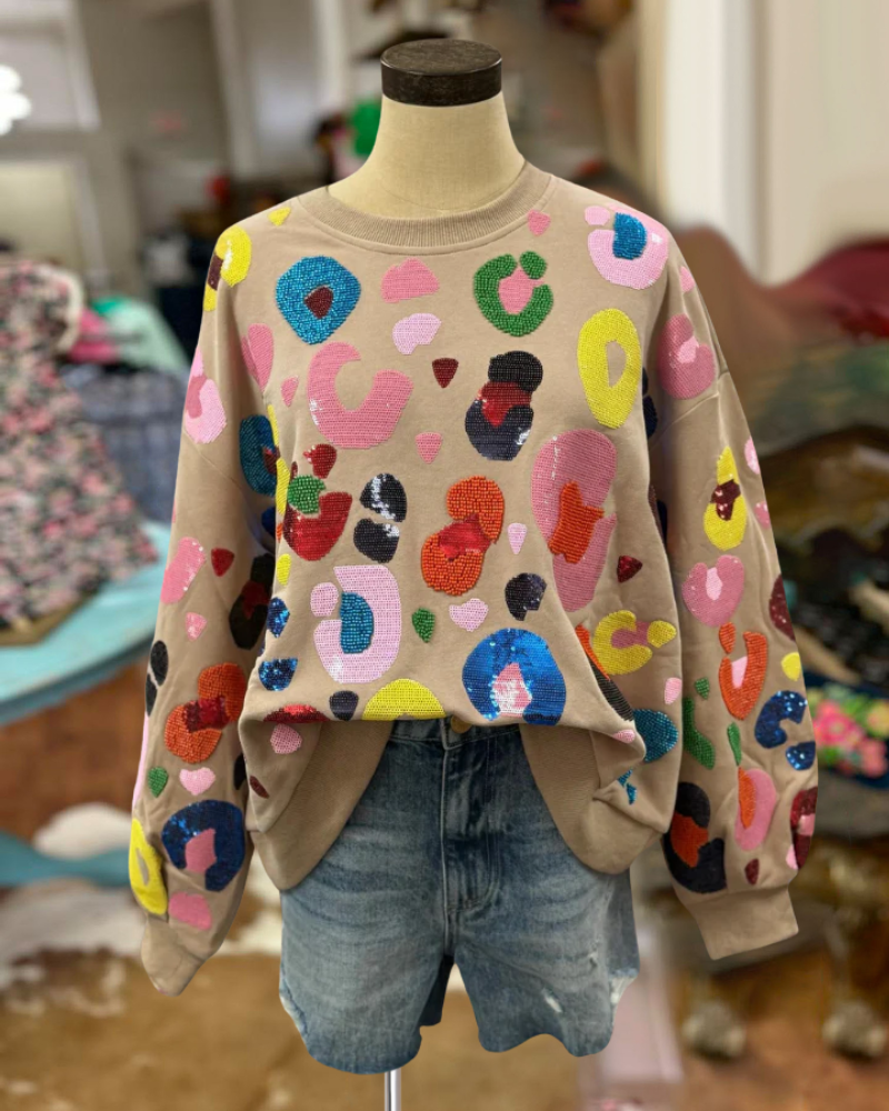 Sequin Leopard Sweatshirt