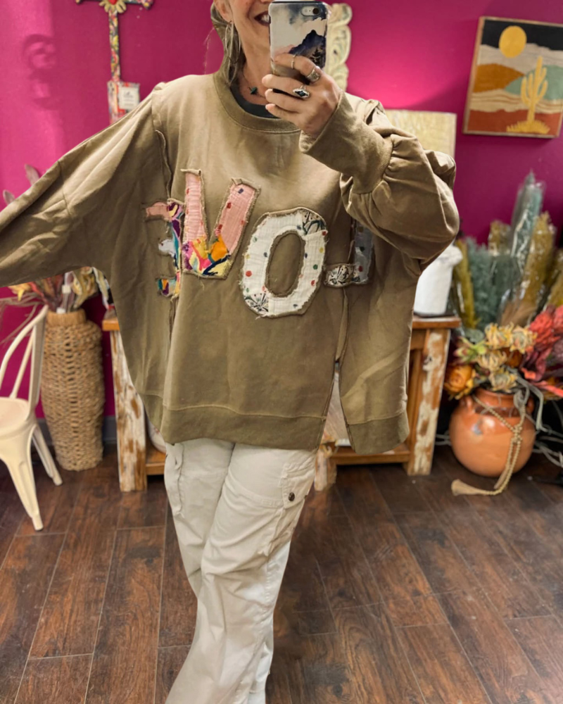 Colorful LOVE Patch Sweatshirt