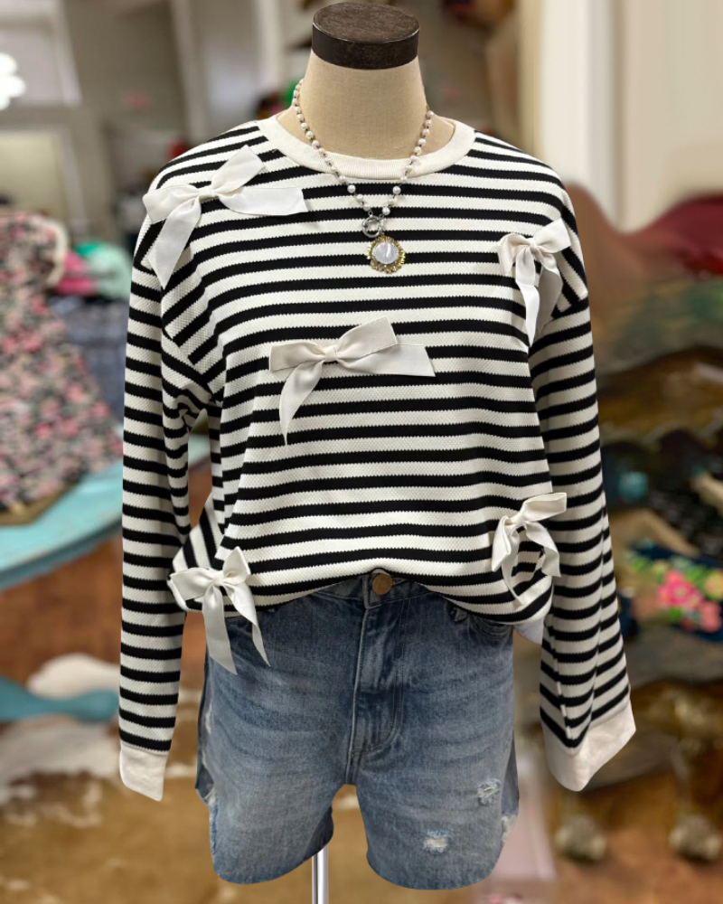 Bow Striped Sweatshirt
