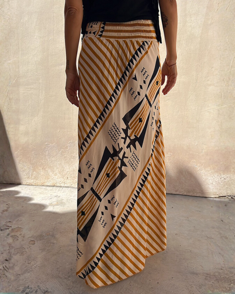 Geometric Striped Maxi Skirt