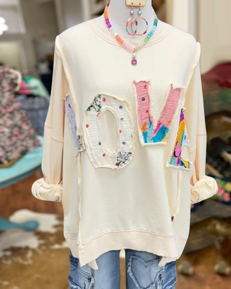 Colorful LOVE Patch Sweatshirt