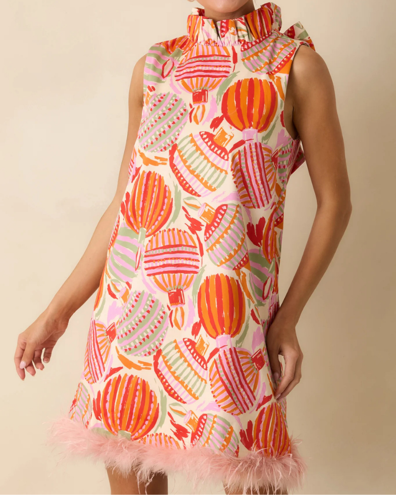 Fun Bell Print Ruffled Mini Dress