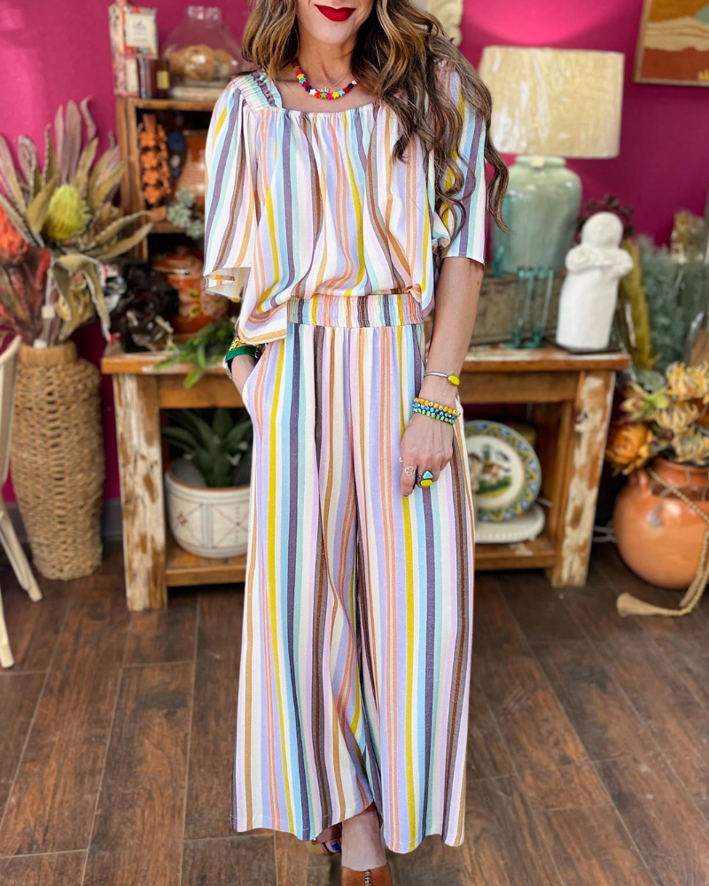 Fashion Colorful Striped Jumpsuit