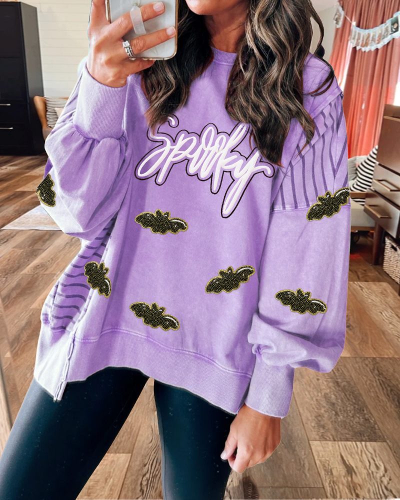 Spooky Bat Sequin Sweatshirt