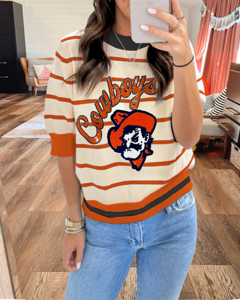 OSU Cowboys Sequin Stripe Sweater
