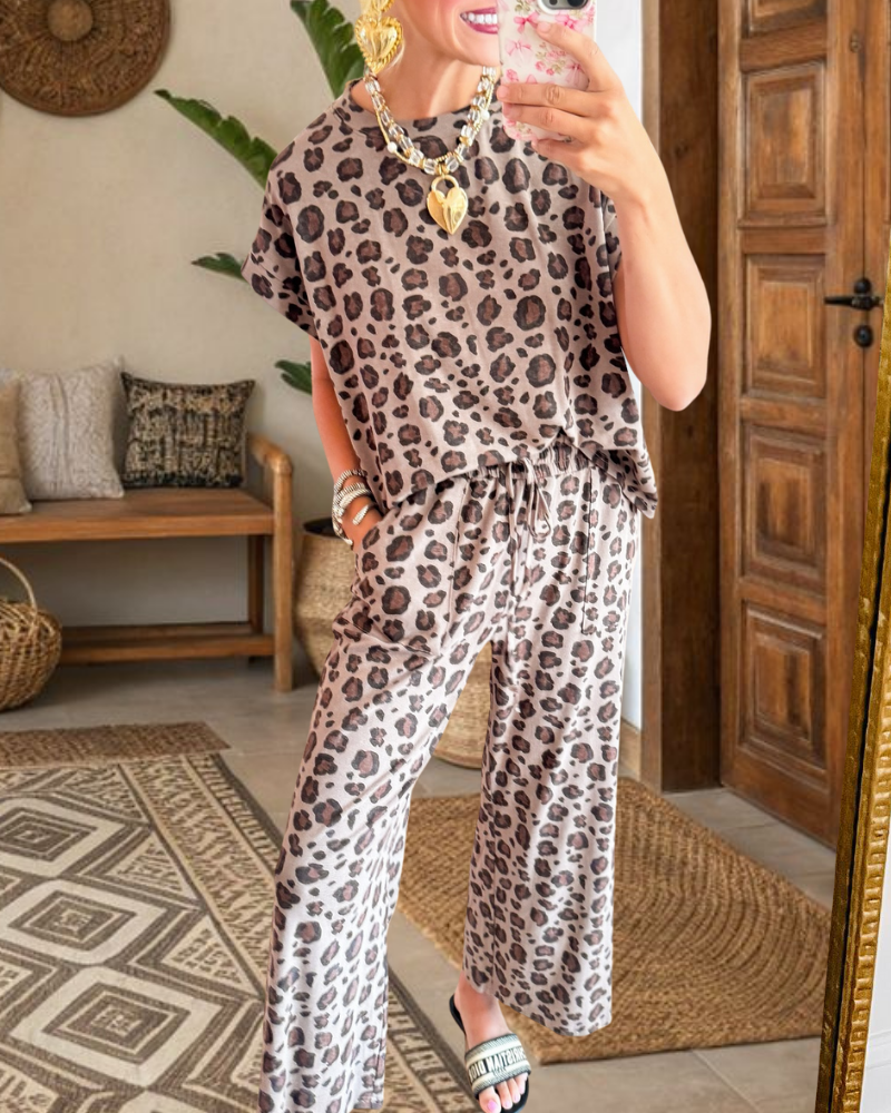 Leopard Print Polka Dot Set