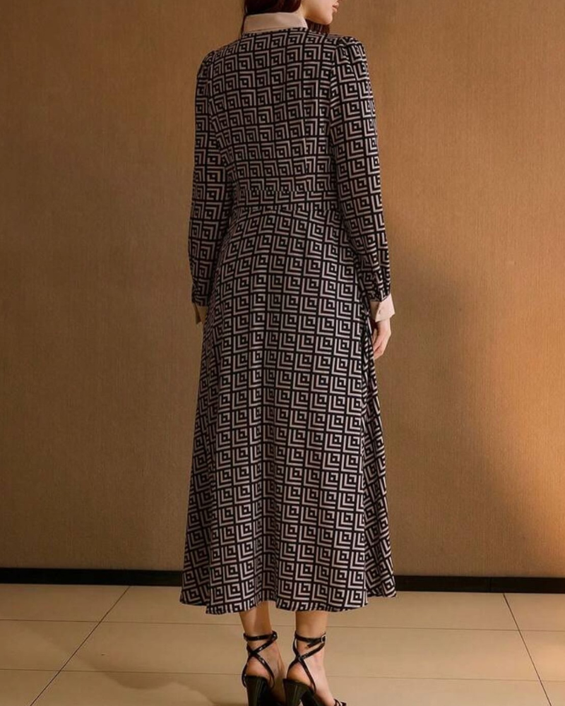 Geometric Bow Tie Midi Dress