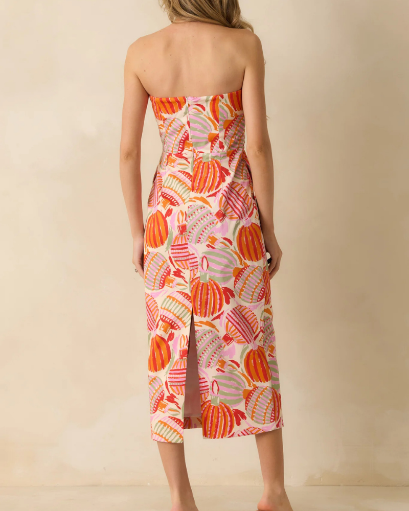 Bell Print Bow Midi Dress