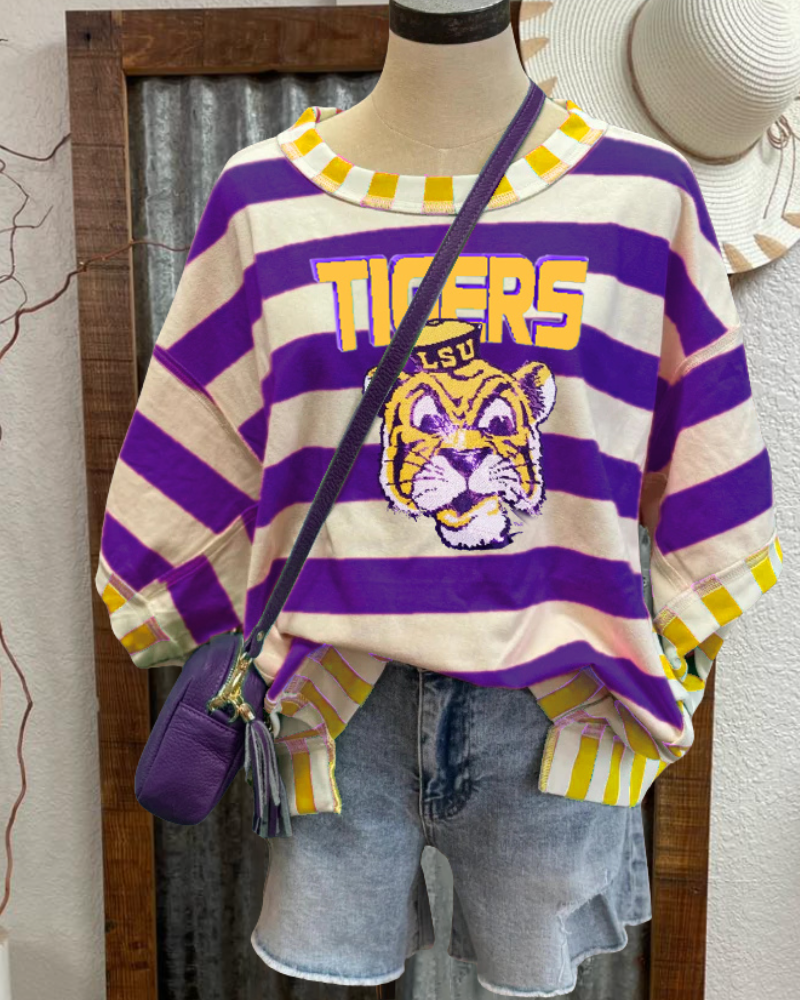 Tigers LSU Sequin Stripe T-Shirt