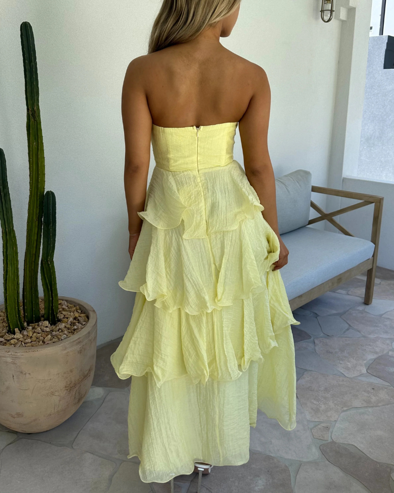 Stylish Layered Ruffles Maxi Dress