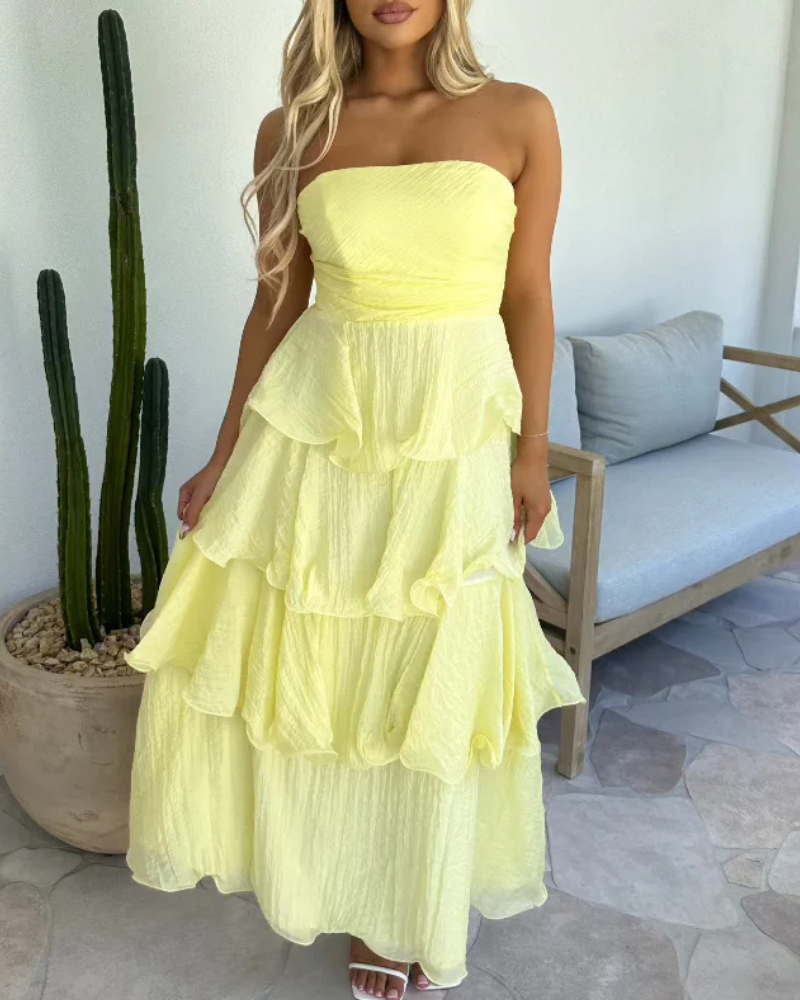 Stylish Layered Ruffles Maxi Dress