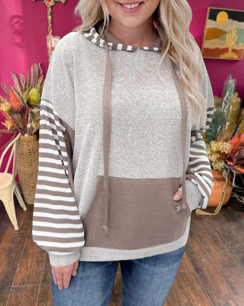 Colorblock Stripe Terry Hoodie