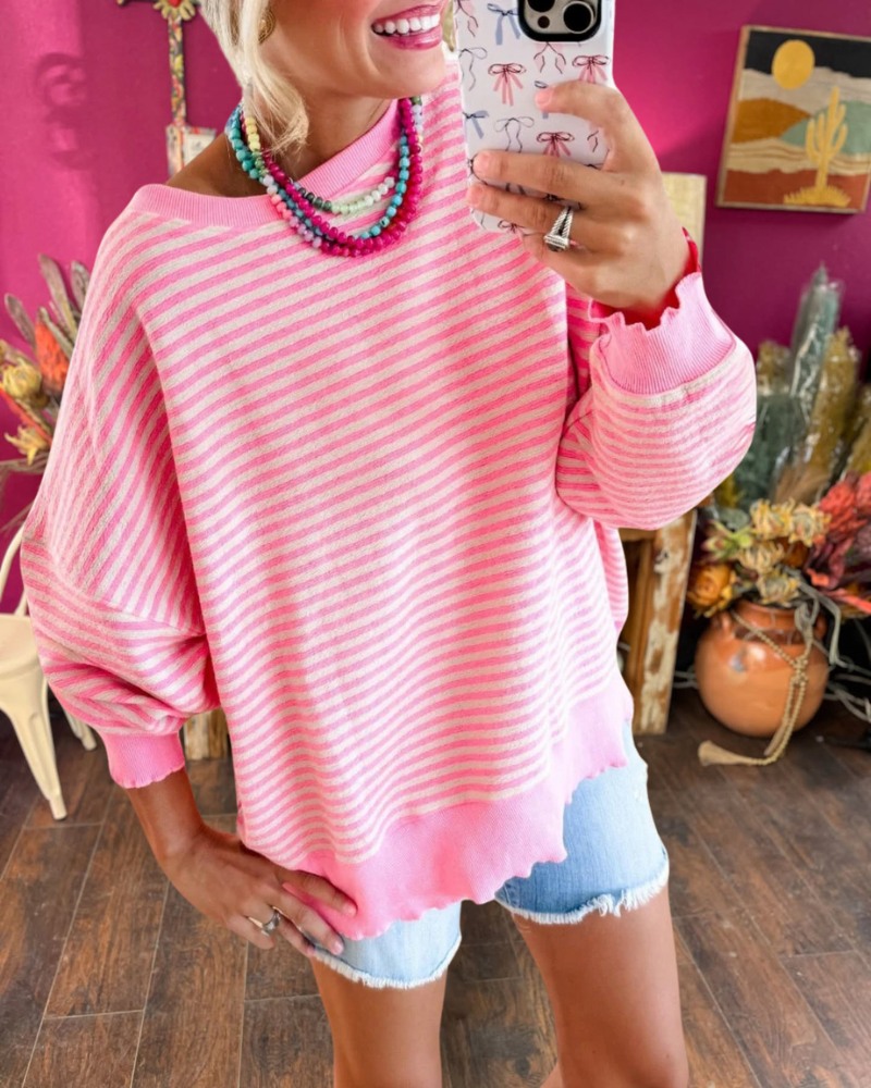 Cozy Striped Oversized Sweatshirt