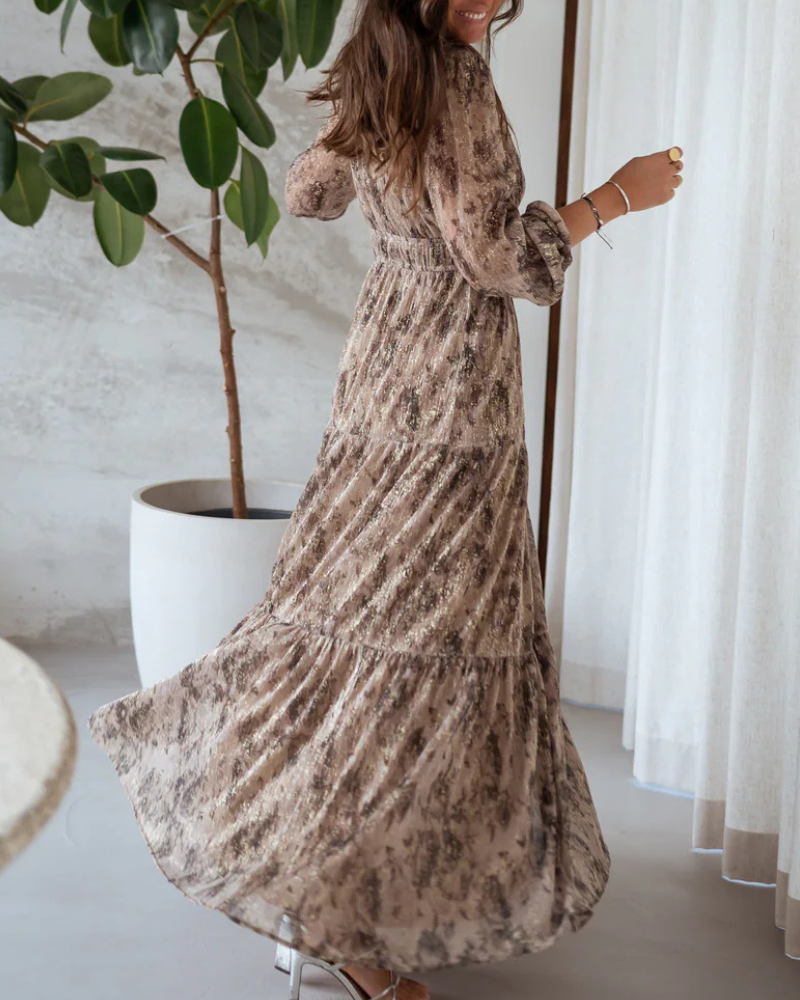 Casual Floral V-Neck Maxi Dress