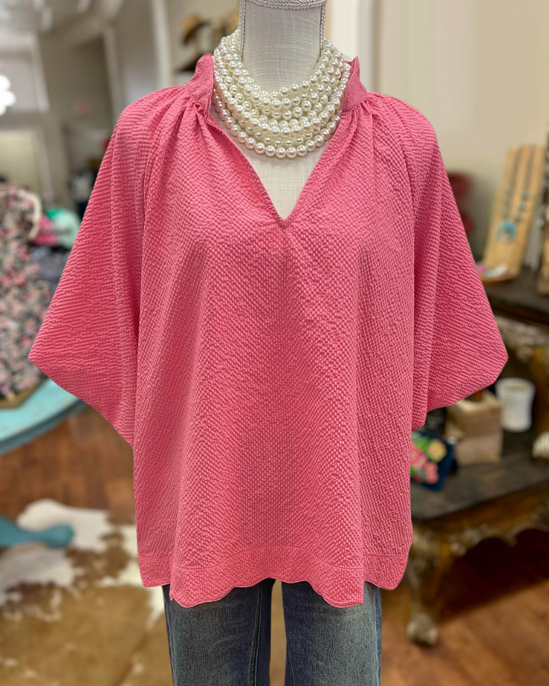 Simple Quilted V-Neck Top