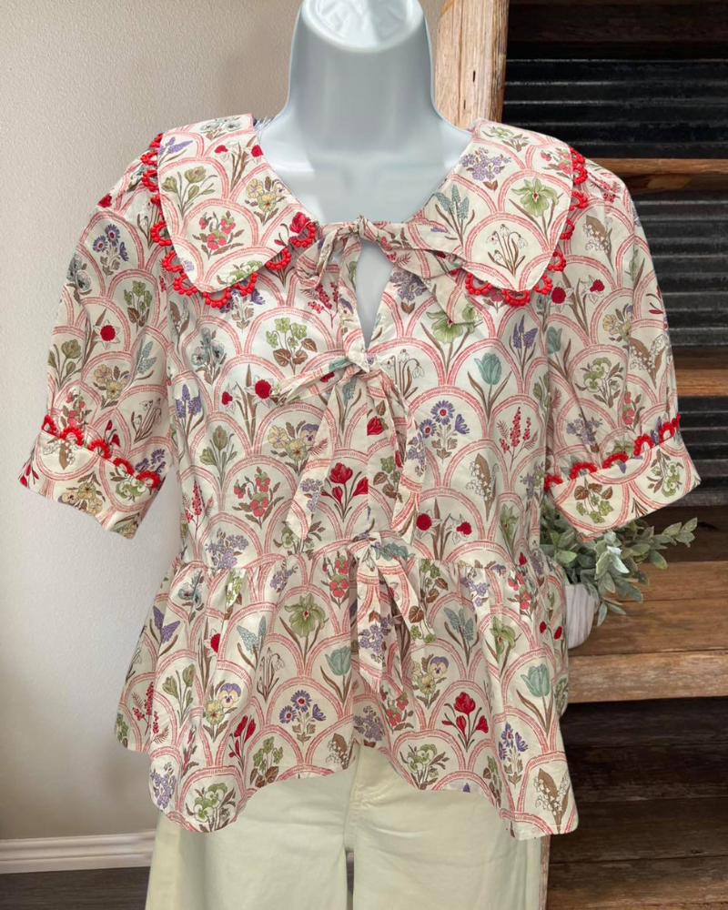 Floral Encyclopedia Lapel Top