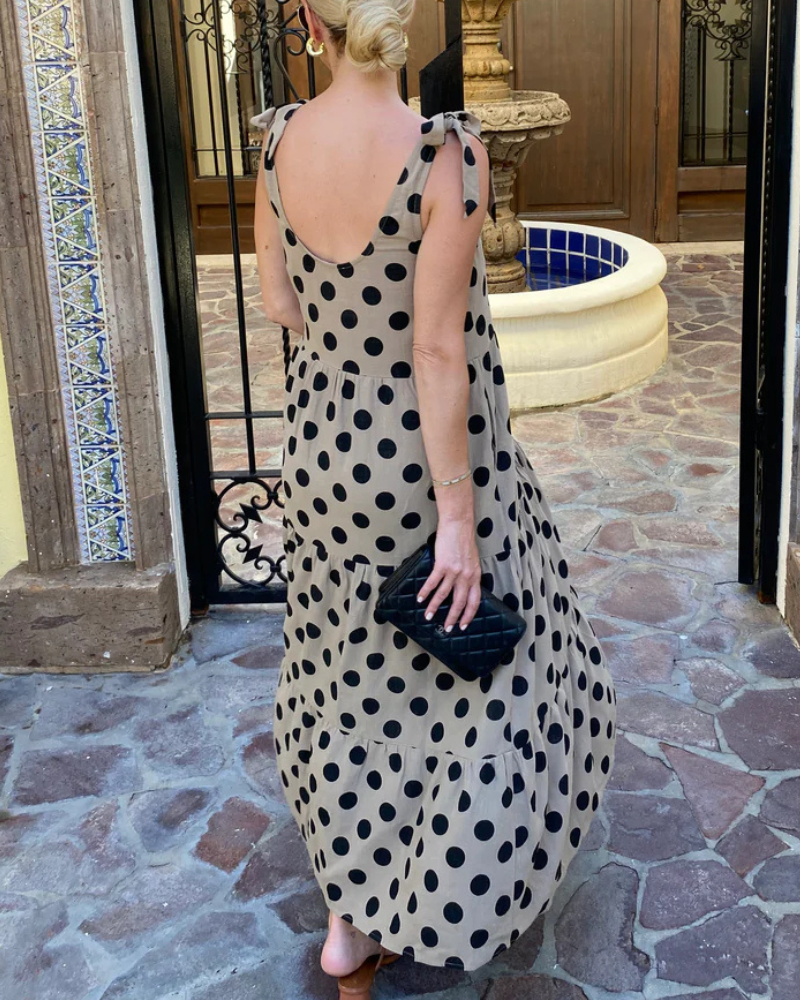 Polka Dot Bow Tie-Up Dress