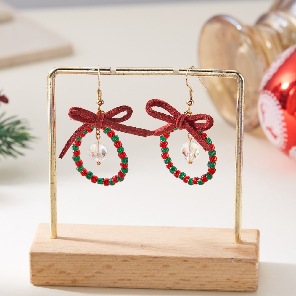 Christmas Round Beaded Earrings