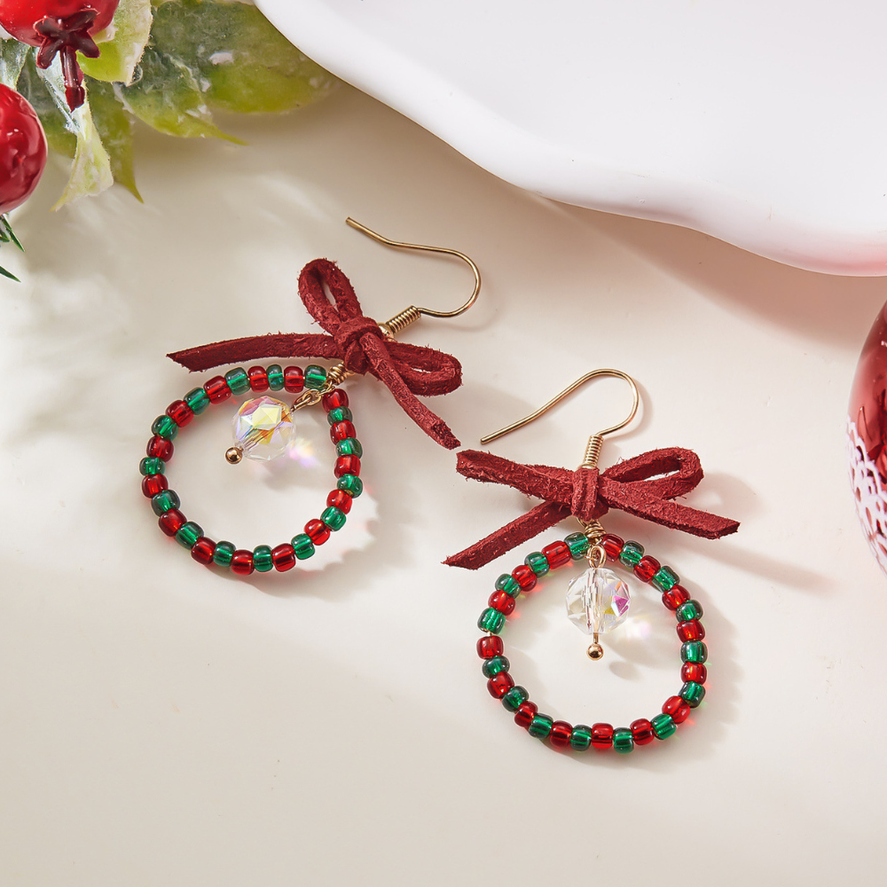 Christmas Round Beaded Earrings