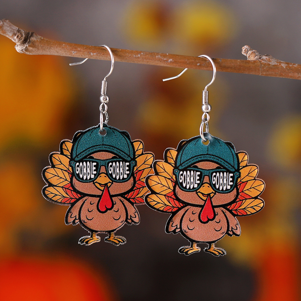 Thanksgiving Cartoon Turkey Earrings