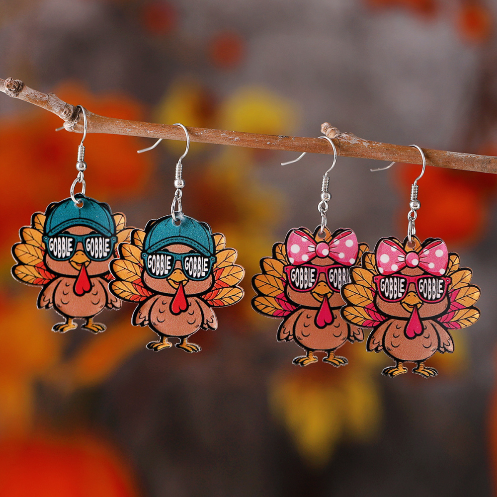 Thanksgiving Cartoon Turkey Earrings