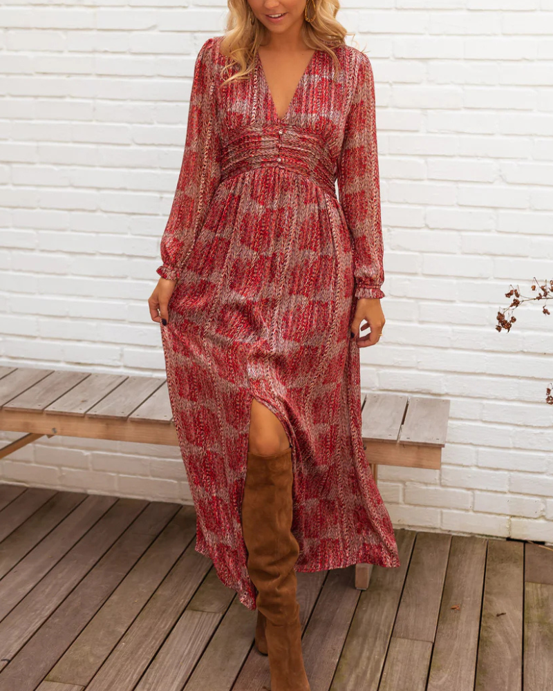 Stylish Slit V-Neck Maxi Dress