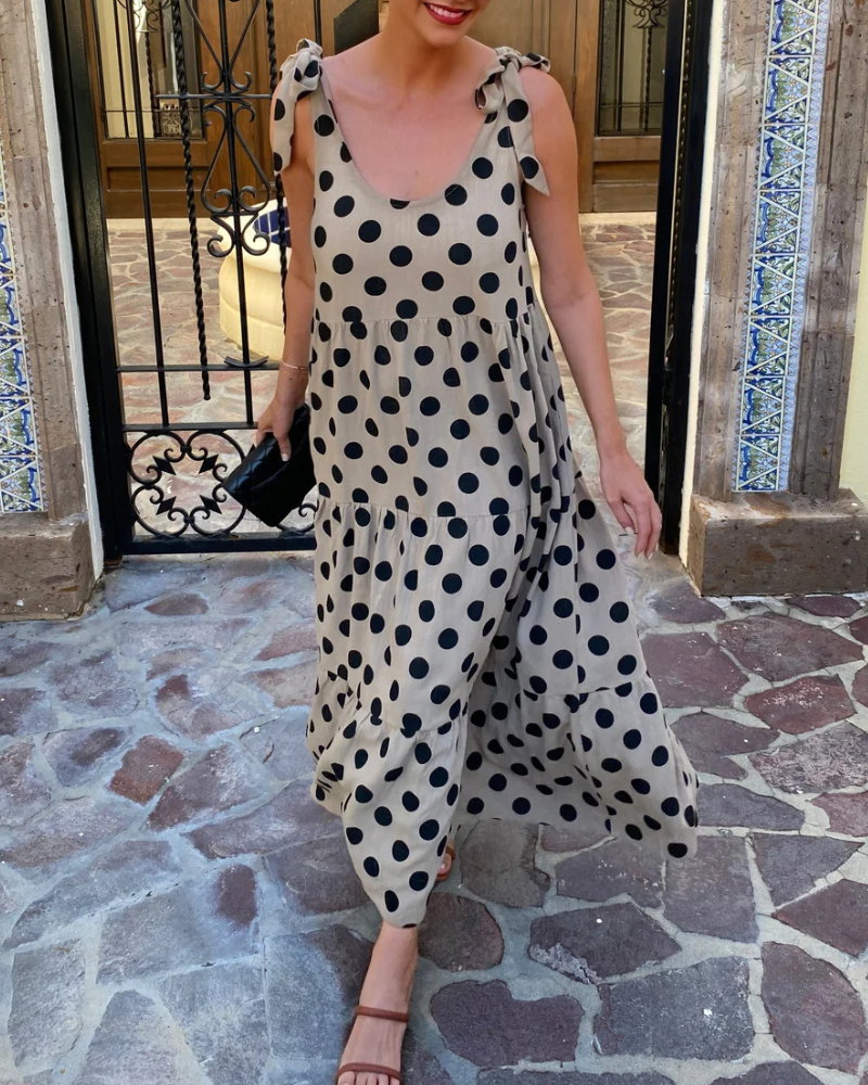 Polka Dot Bow Tie-Up Dress