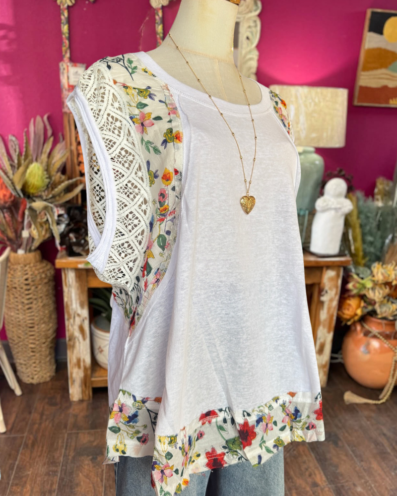 Floral Patchwork Sleeveless Top