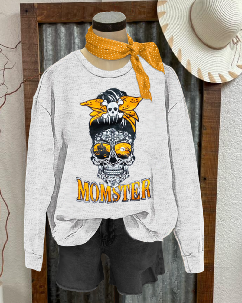 MOMSTER Skull Design Sweatshirt