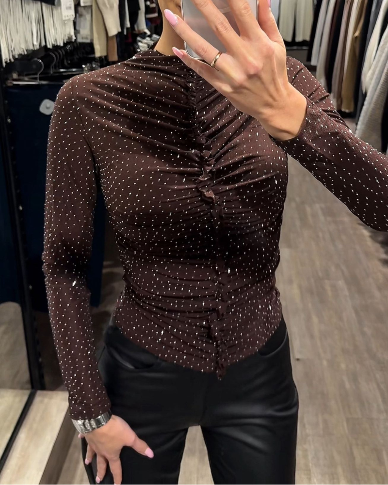 Sparkling Slim Pleated Top