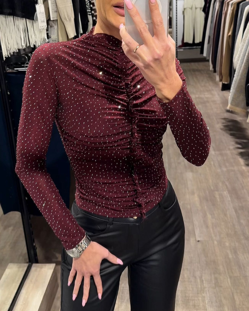 Sparkling Slim Pleated Top