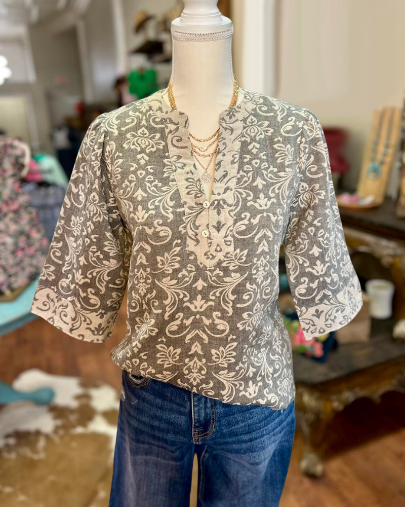 Traditional Floral Pattern Top