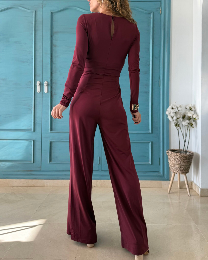 Stylish Slim V-Neck Jumpsuit