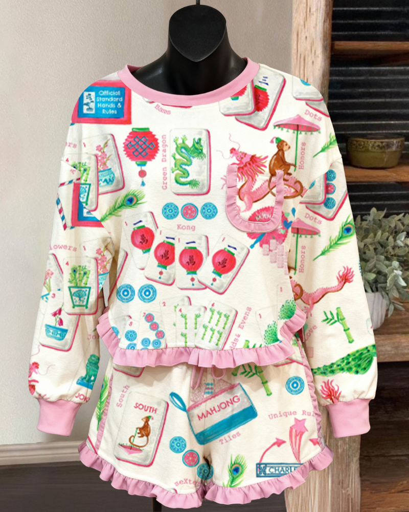 Mahjong Ruffled Crewneck Set