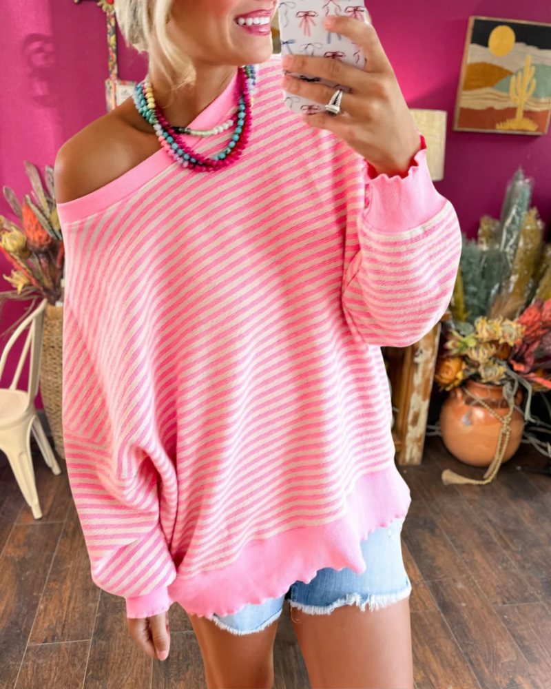 Cozy Striped Oversized Sweatshirt