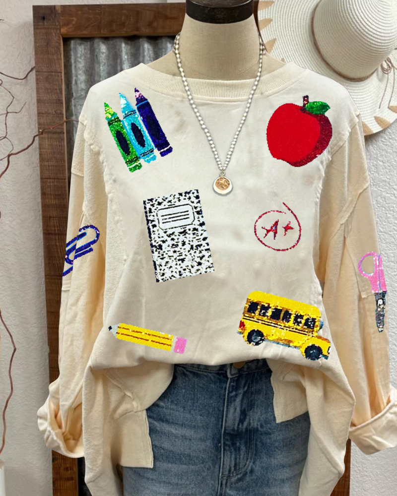 Oversized School Sequined Sweatshirt