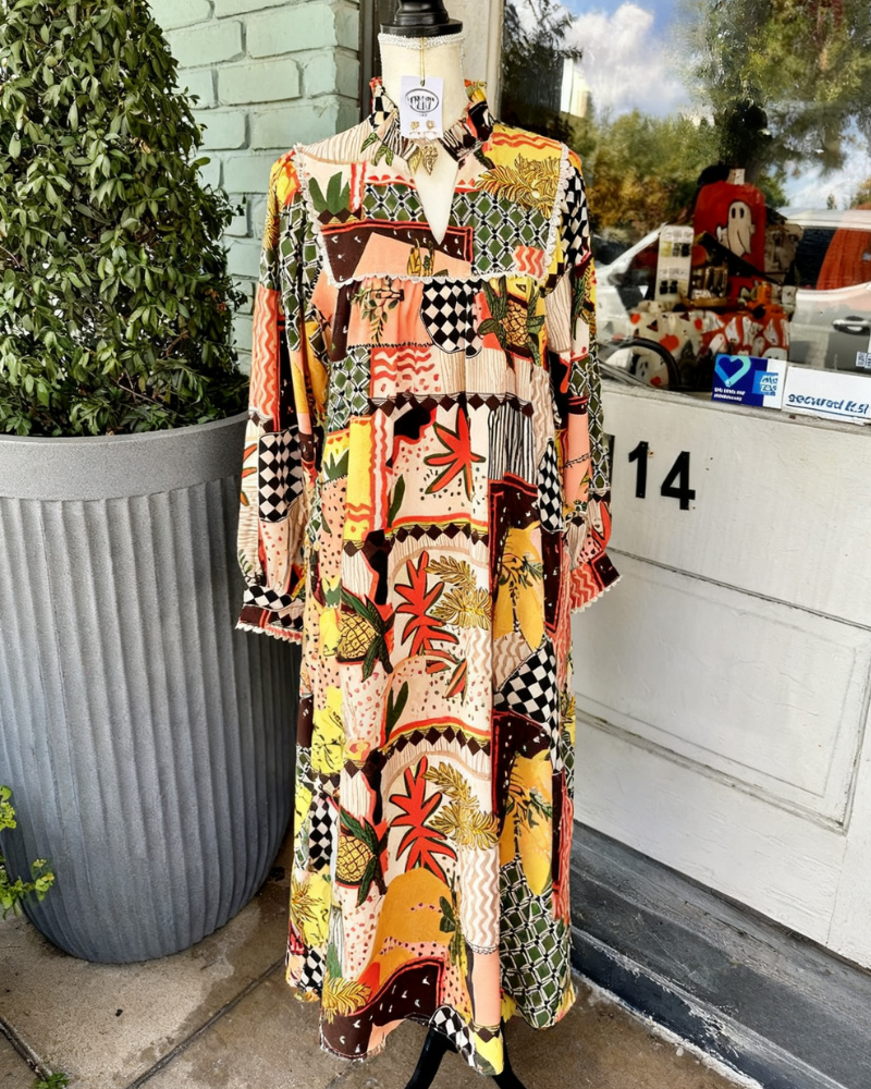 Autumn Ruffled V-Neck Dress