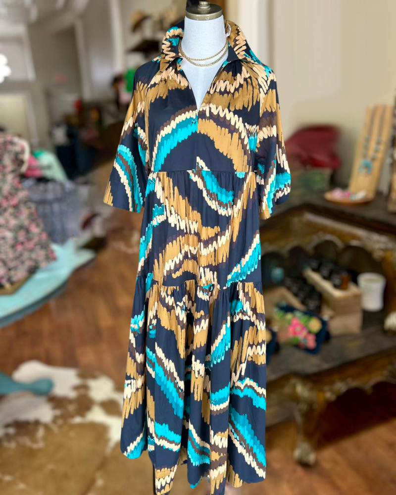 Abstract Contrast Sonic Maxi Dress