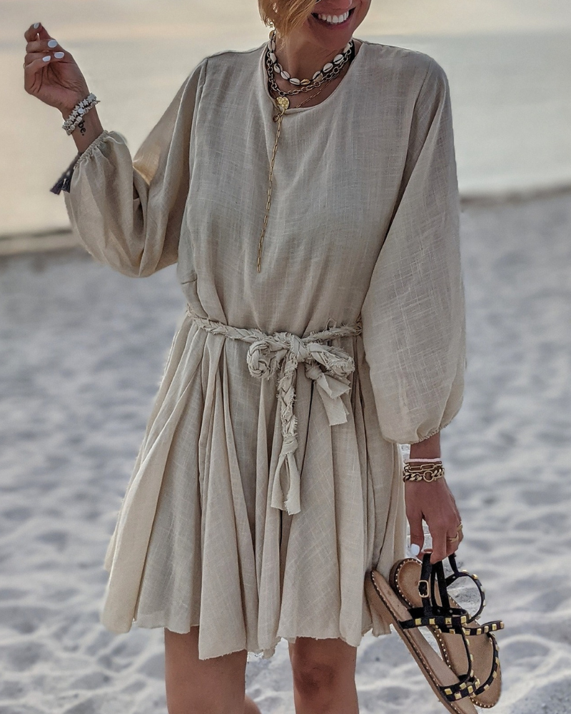 Stylish Tie Waist Mini Dress