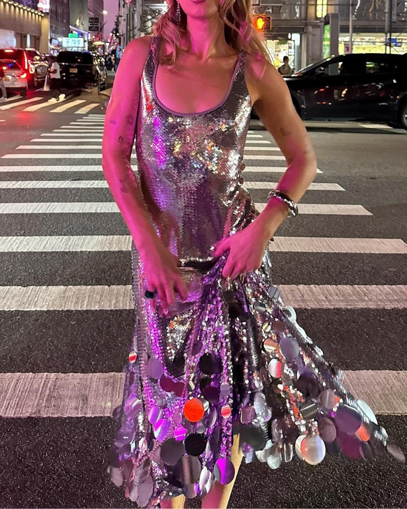 Slim Sequined Slip Maxi Dress