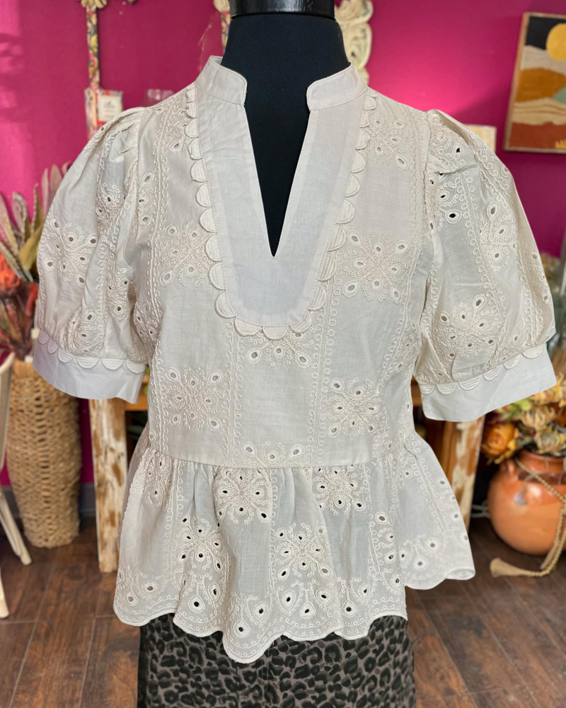 Graceful Floral Cutout Badge Top