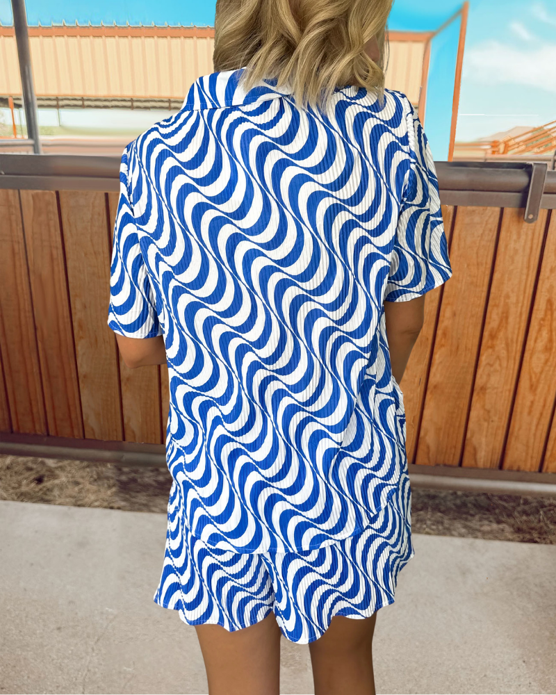 Wave Pleated Shorts Set