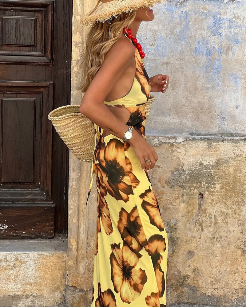 Unique Floral Camisole Maxi Dress