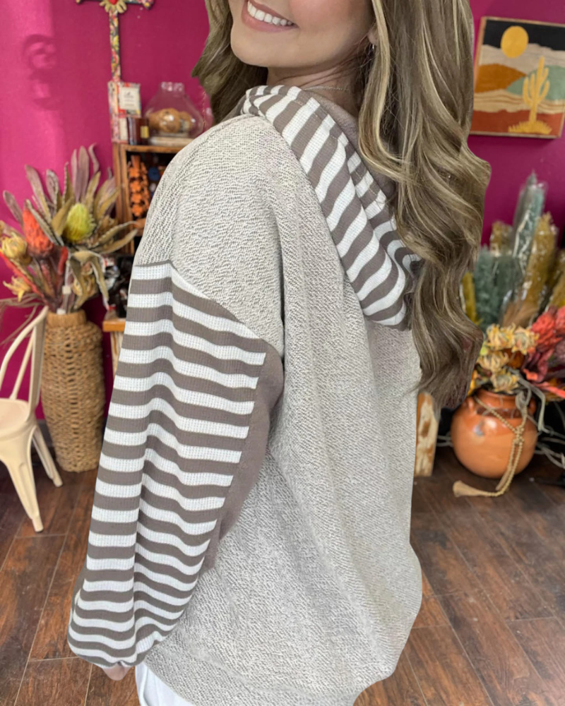 Colorblock Stripe Terry Hoodie