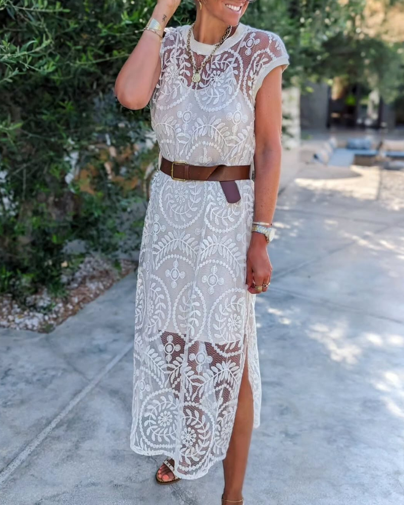 Trendy Lace Floral Dress