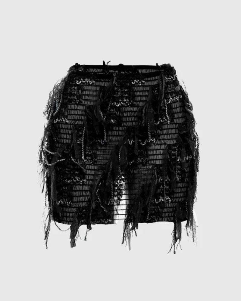 Chic Fringe Short Skirt