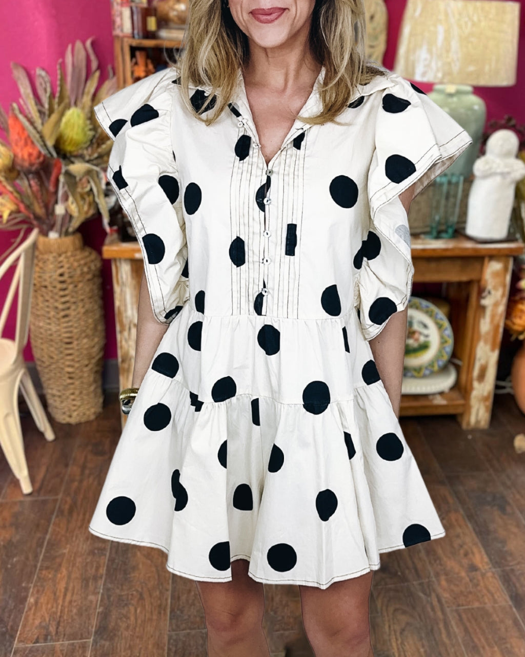 Polka Dot Quilted Swing Romper