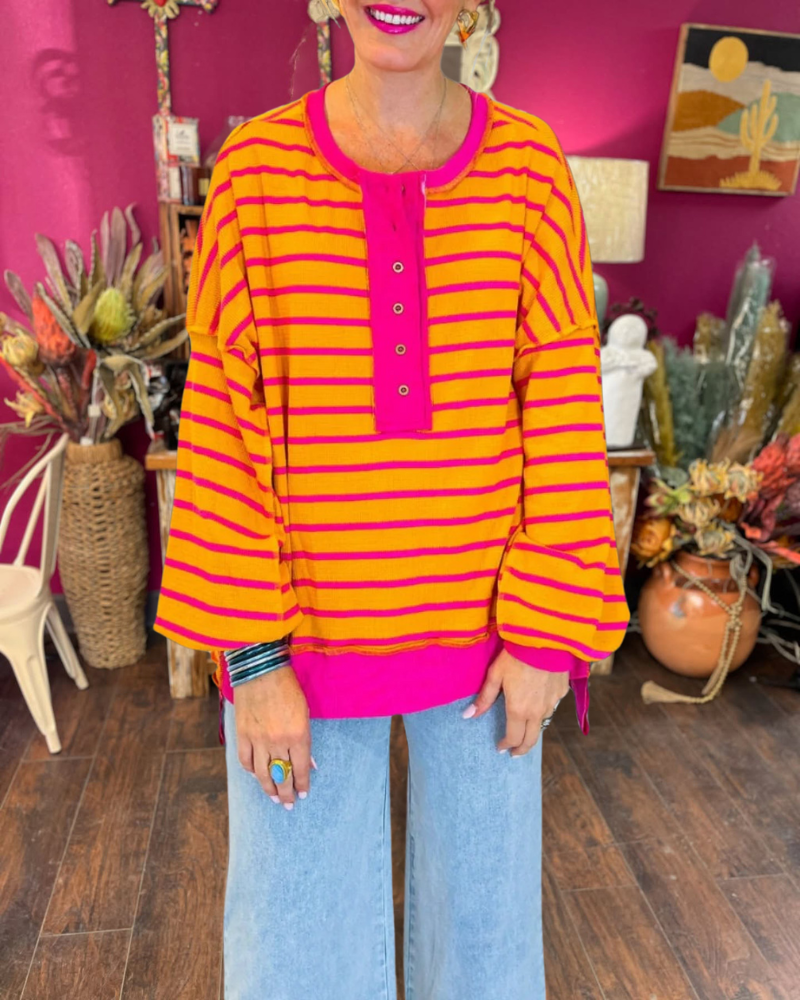 Contrast Color Collide Waffle Top