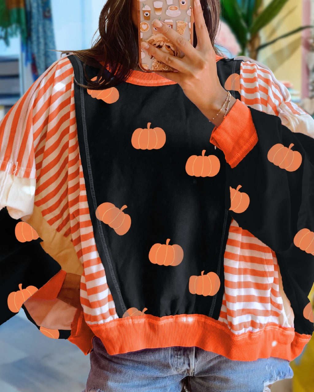 Cool Multi Design Pumpkin Sweatshirt